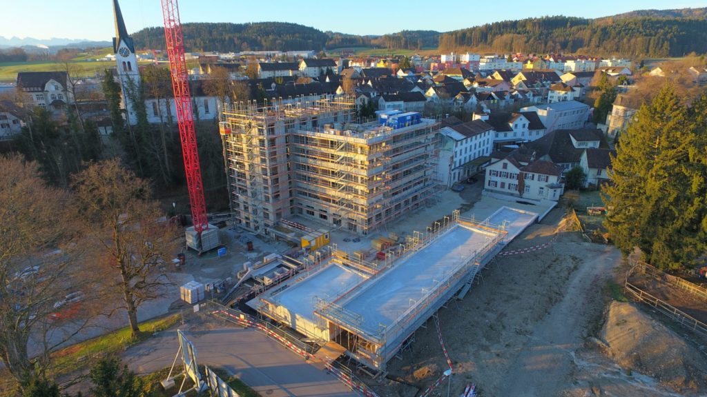 Luftbild Stand Baustelle Mühle Rickenbach-Wil Stand März 2020